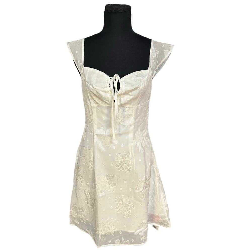 Cider Cream Floral Lace Mini Dress